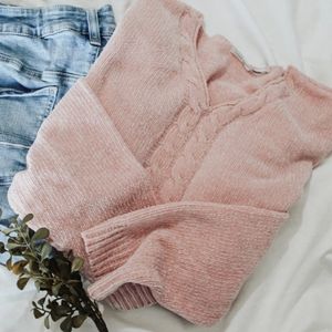 PINK MARSHMALLOW VINTAGE CHENILLE SWEATER